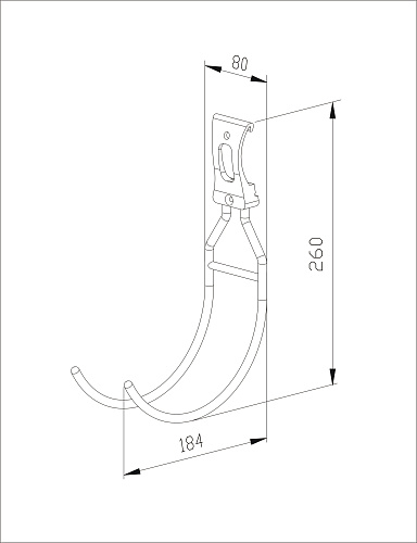 Round double hook, rail/wall mount