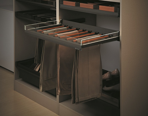 LED glass side leather trousers rack