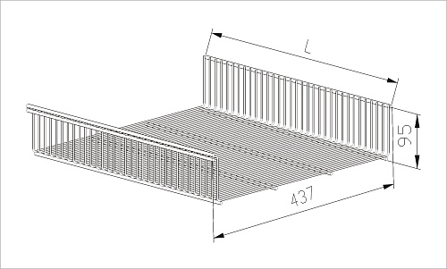 Wire basket-shelf, Series 460, L=607, 437x95