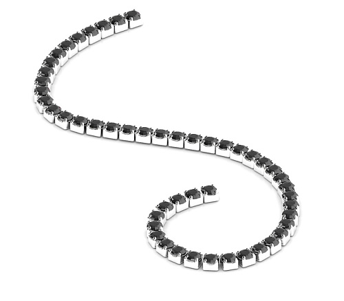 Crystal chain, silver metal, black crystal
