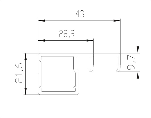 Slim facade profile 709, w/handle