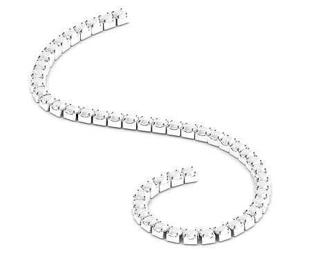 Crystal chain, silver metal, clear crystal