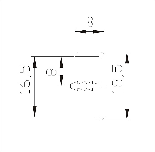 Front frame profile 16 mm